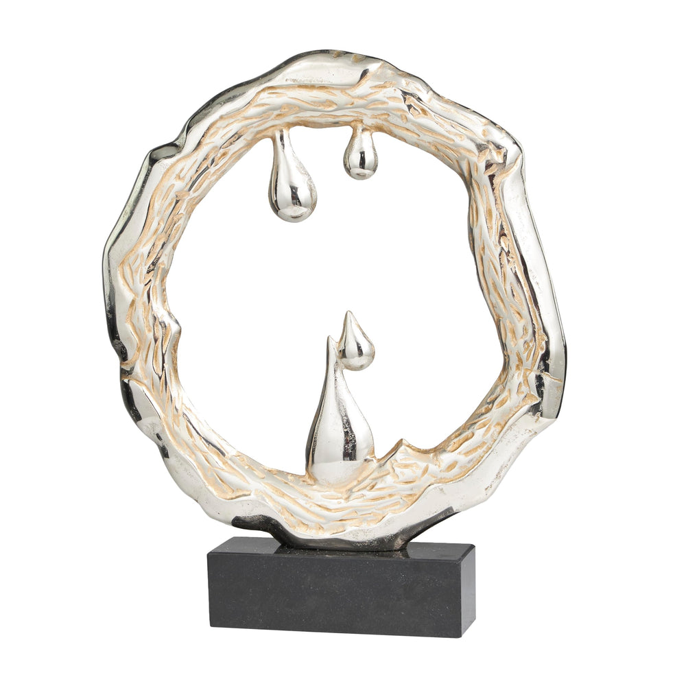 Silver Abstract Sculpture with Marble Base - Diamond Home USA