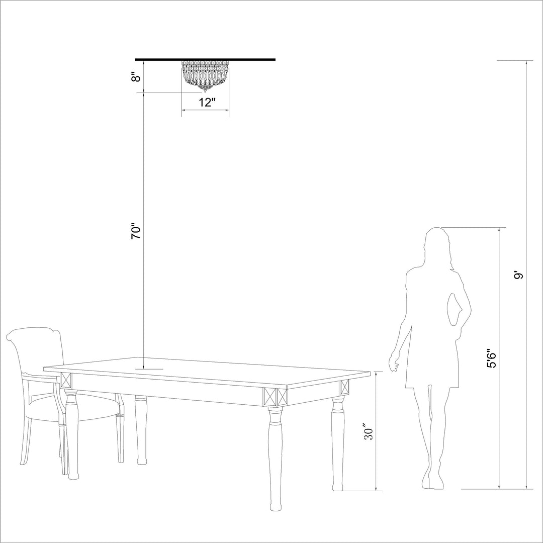 The Lighting Store Elisa Chrome Crystal Basket Flush Mount Chandelier - Diamond Home USA