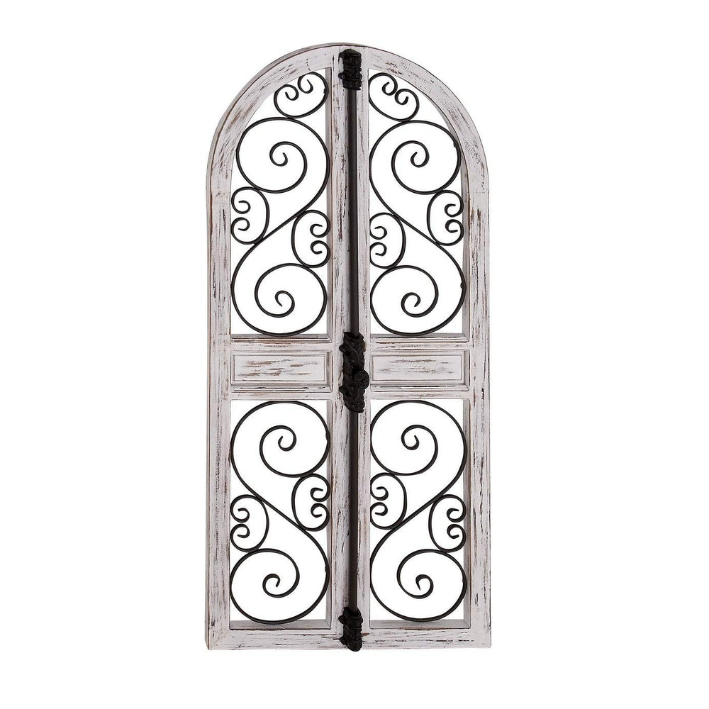 Farmhouse 52 X 24 Inch Wood and Iron Door-Style Wall Decor Grey - Diamond Home USA
