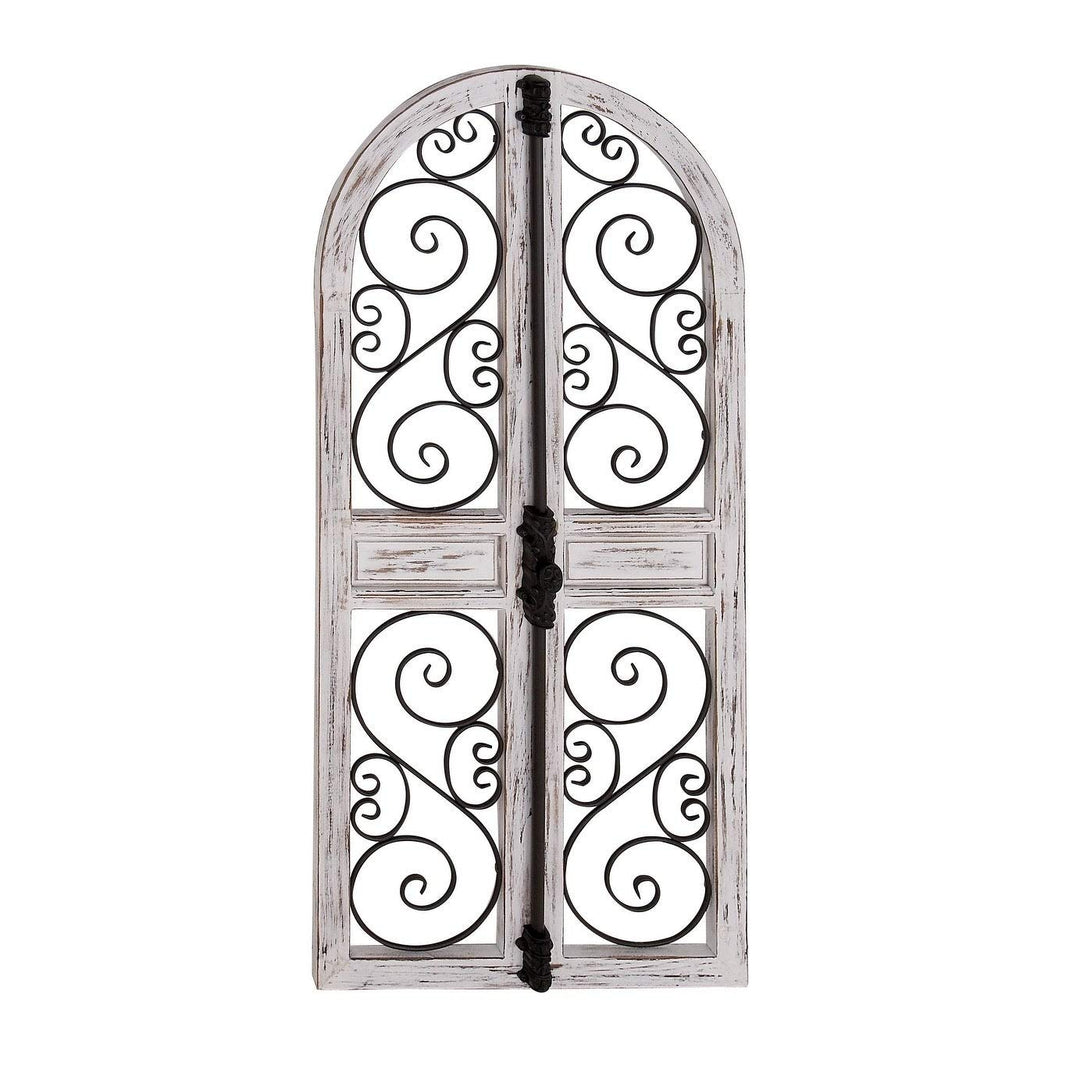 Farmhouse 52 X 24 Inch Wood and Iron Door-Style Wall Decor Grey - Diamond Home USA