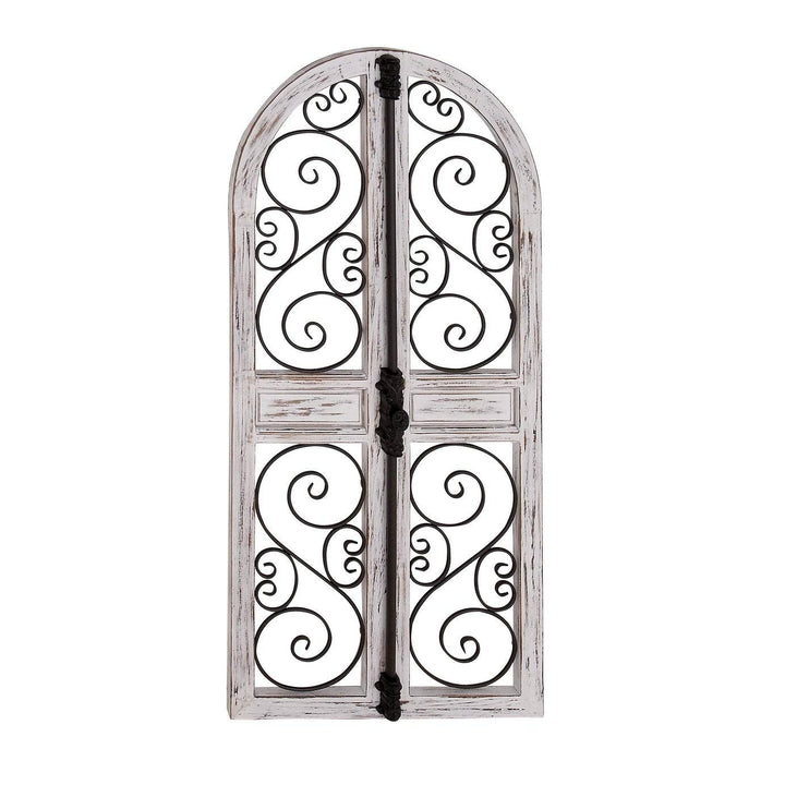 Farmhouse 52 X 24 Inch Wood and Iron Door-Style Wall Decor Grey - Diamond Home USA