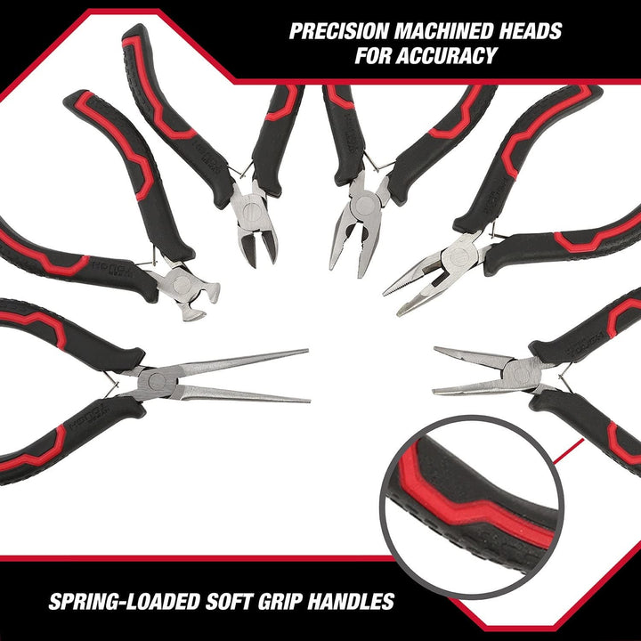 6-piece Mini Pliers Set With Soft Grip Handles Black - Diamond Home USA