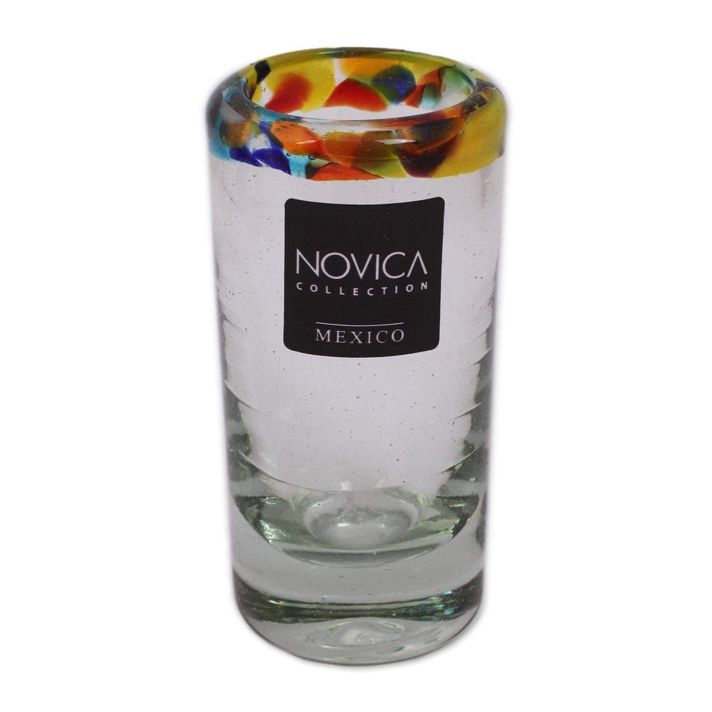 Handmade Blown Glass Confetti Tequila Shot Glasses Set Of 6 (Mexico) 3.5" H X . - Diamond Home USA