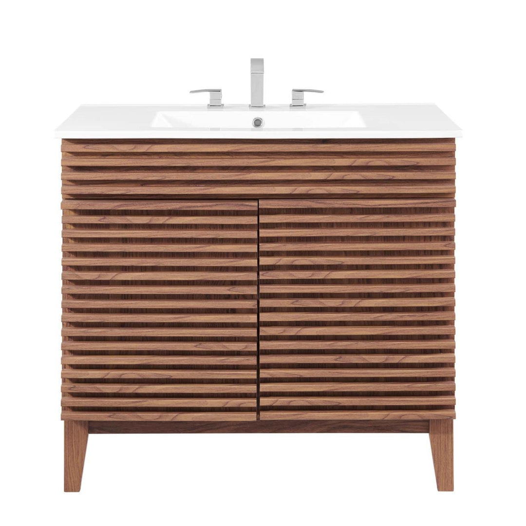 Modway Render 36" Bathroom Vanity in Walnut White - Diamond Home USA
