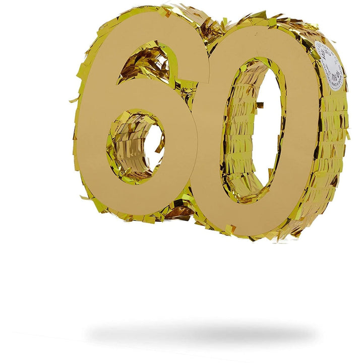 Mini Gold Foil Pinata for 60th Birthday Party Anniversary Number 60 (7.8 X 6.5 2
