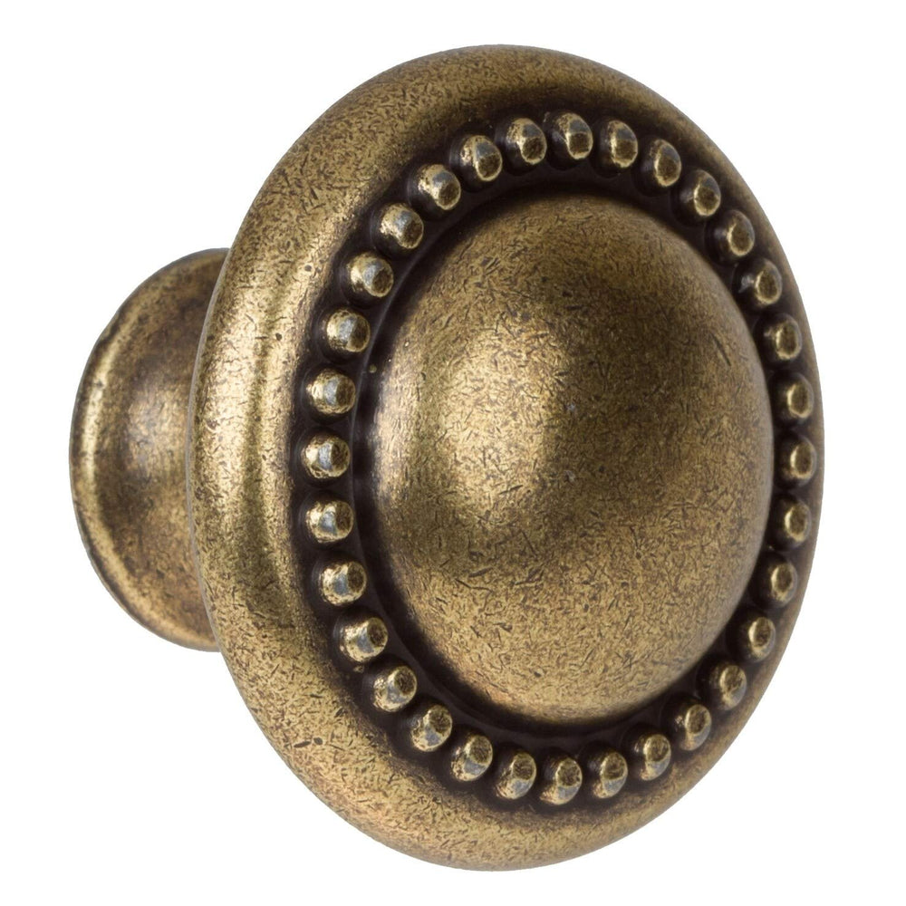 1.25-inch Antique Brass Round Beaded Cabinet Knobs (Pack of 25) Metal Finish - Diamond Home USA