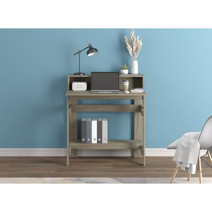 Computer Desk 31.5" Long/Dark Taupe with 2 Shelves for Home Office Modern - Diamond Home USA