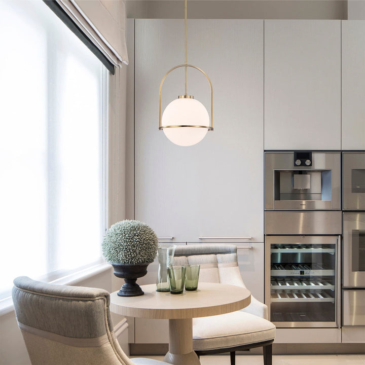 Moonrise 12 Inch Modern Opaque Glass Ceiling Light Gold Contemporary Metal Brass - Diamond Home USA