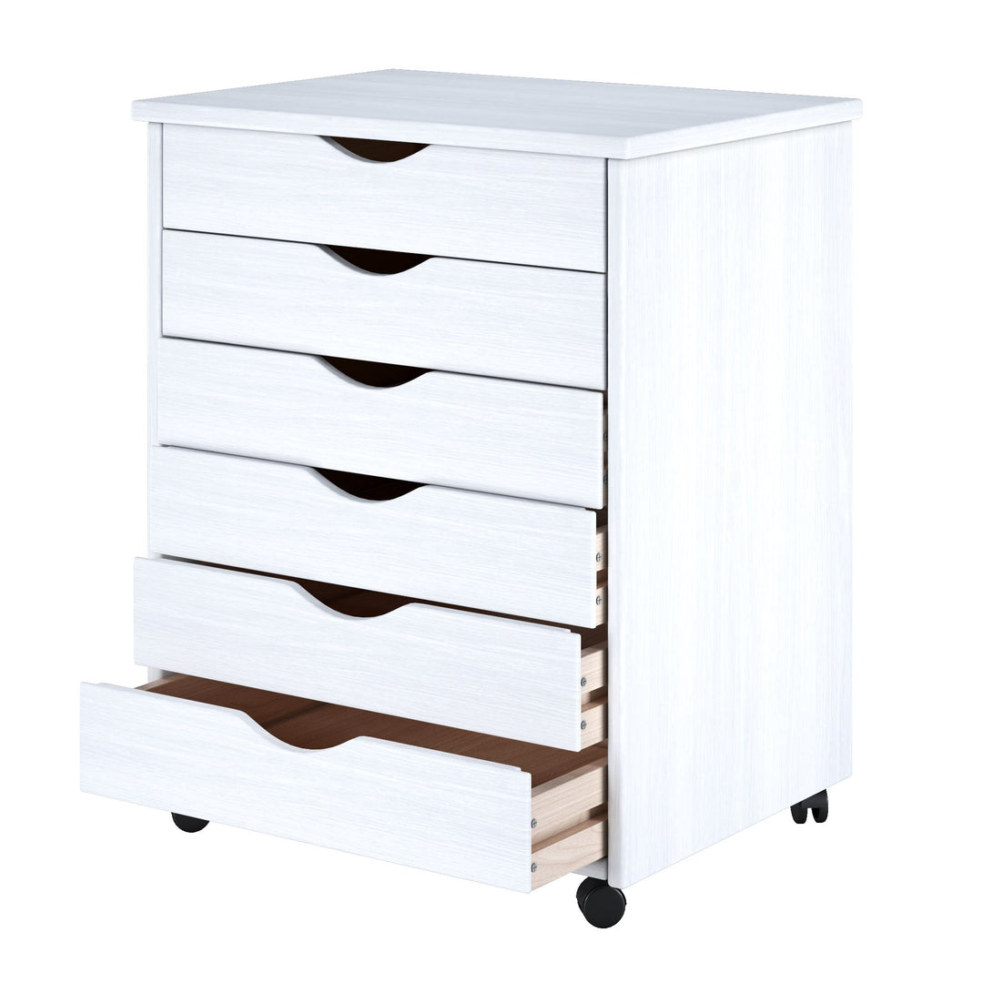 Adeptus Original Roll Cart Solid Wood 6 Drawer Extra Wide Drawers Roll Carts - Diamond Home USA