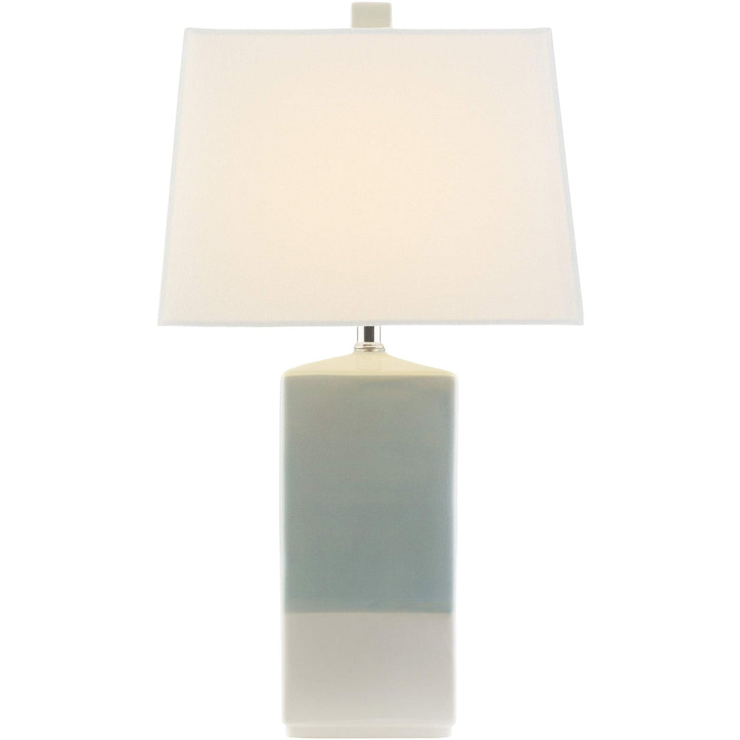 Rustic Table Lamp with Glazed Ceramic Base Blue Cream White Transitional Bulbs - Diamond Home USA