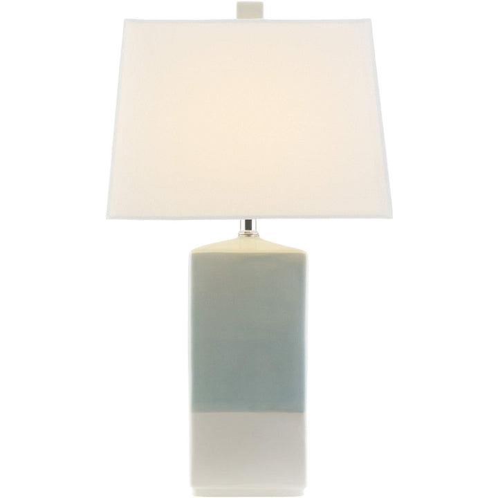 Rustic Table Lamp with Glazed Ceramic Base Blue Cream White Transitional Bulbs - Diamond Home USA