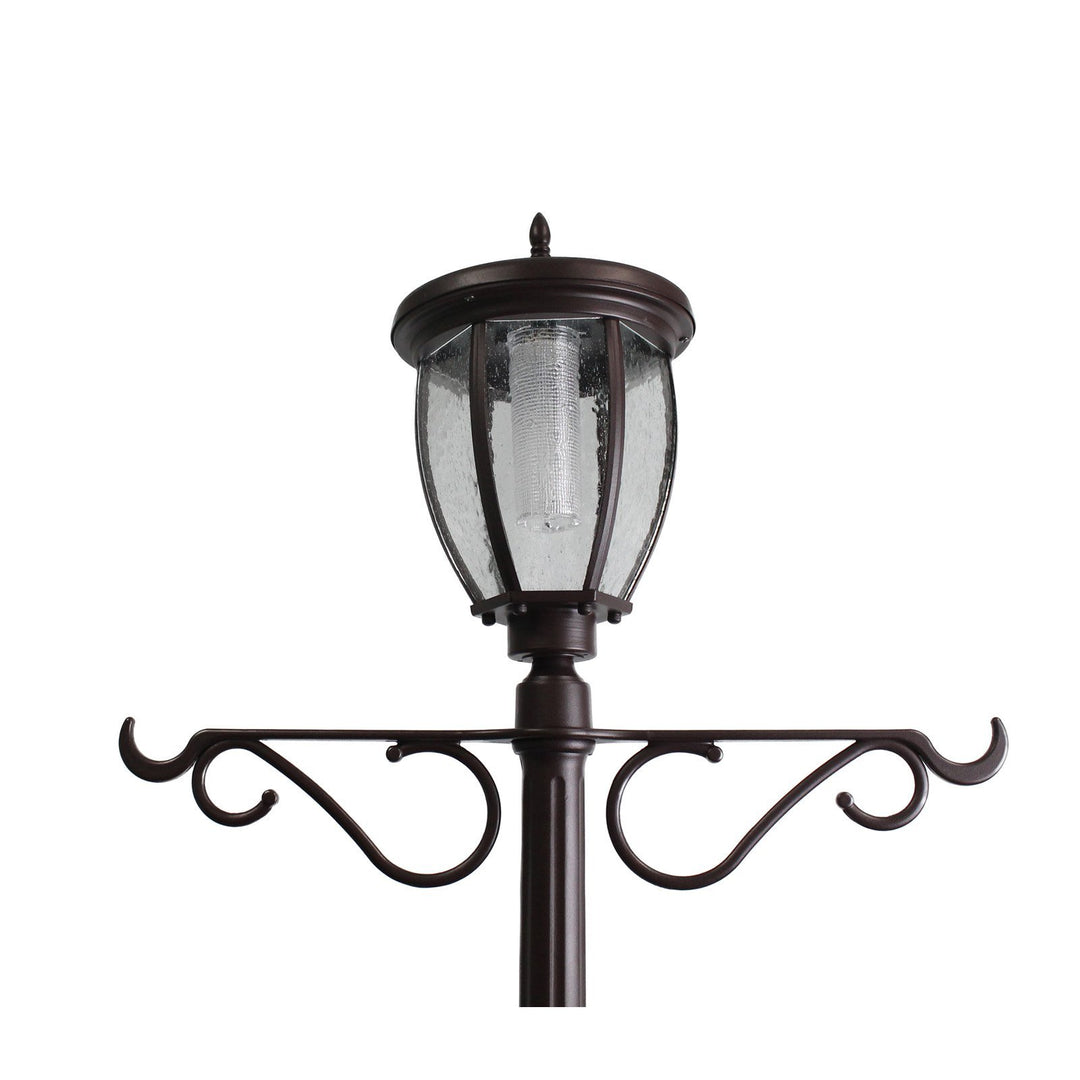 EdenBranch 7' Tall Kenwick Solar Lamp Post and Planter with Plants Hanger - Diamond Home USA