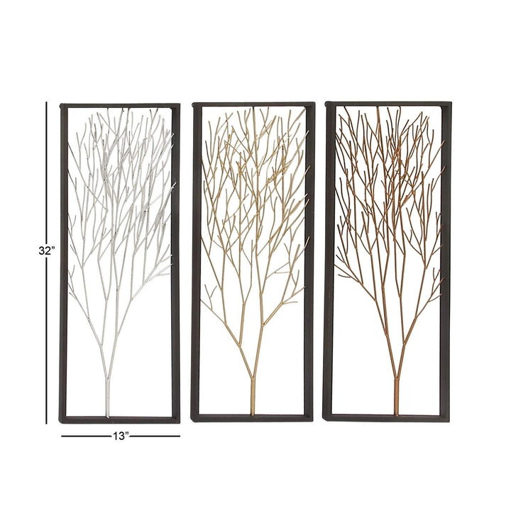 Metal Wall Panel Set of 3 12 Inches Wide 32 High Multi Color Modern Contemporary - Diamond Home USA