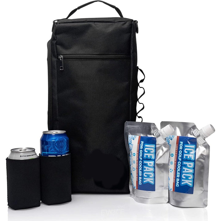 Carry-All Golf Cooler Bag with Ice Packs and Black Polyester