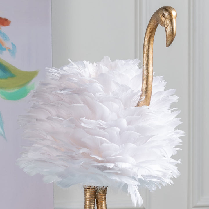 30" h Gold White Flamingo Table Lamp X 19" w 14" d Bohemian Eclectic Glam Shabby - Diamond Home USA