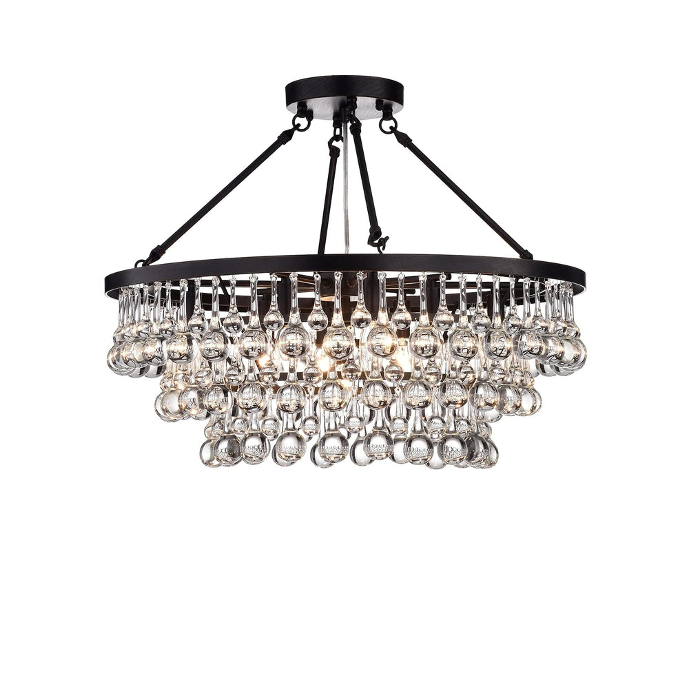 Hong Kong Best New Zhu Yuan Lighting Co. Arosa Black 9-Light Semi Flush Mount - Diamond Home USA