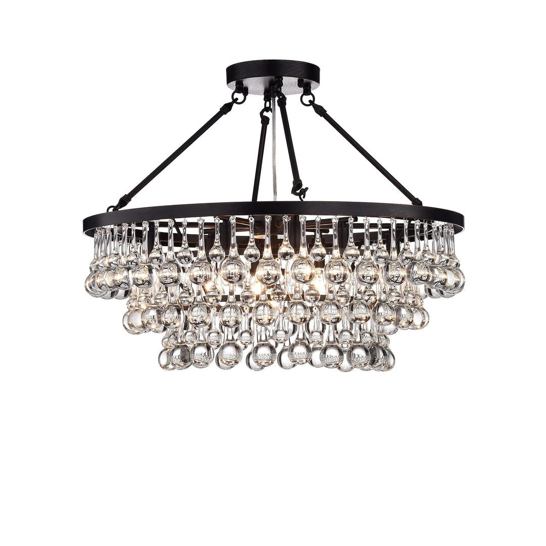 Hong Kong Best New Zhu Yuan Lighting Co. Arosa Black 9-Light Semi Flush Mount - Diamond Home USA