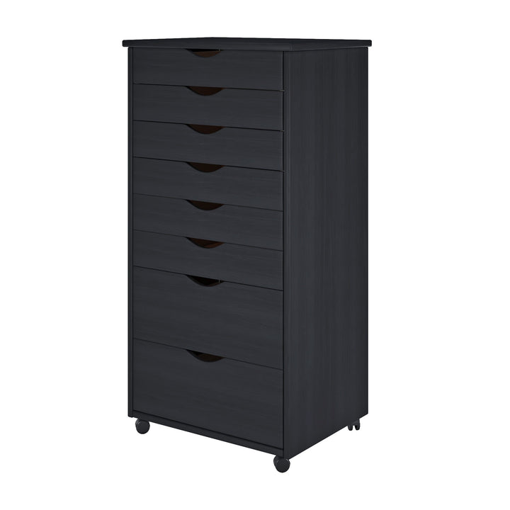 Adeptus Original Roll Cart Solid Wood 6+2 Drawer Extra Wide Drawers Roll Carts Painted Black