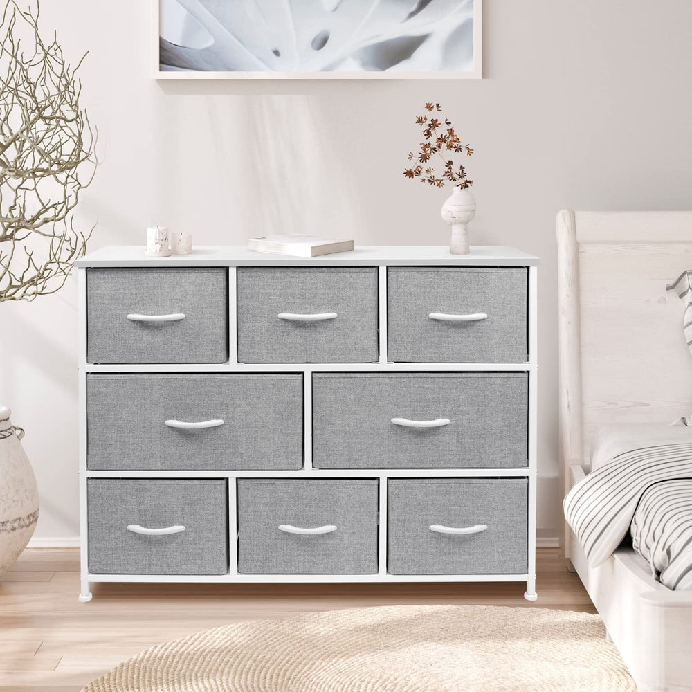 Dresser W/ 8 Drawers Furniture Storage Chest for Clothing Organization White - Diamond Home USA