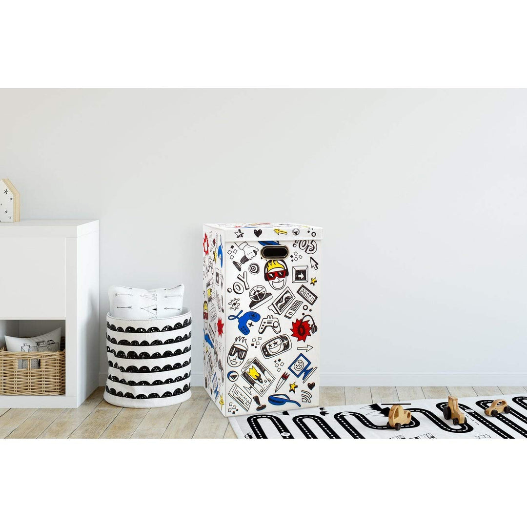 Laundry Hamper Gaming 14" X 26" Multi Color Polyester - Diamond Home USA