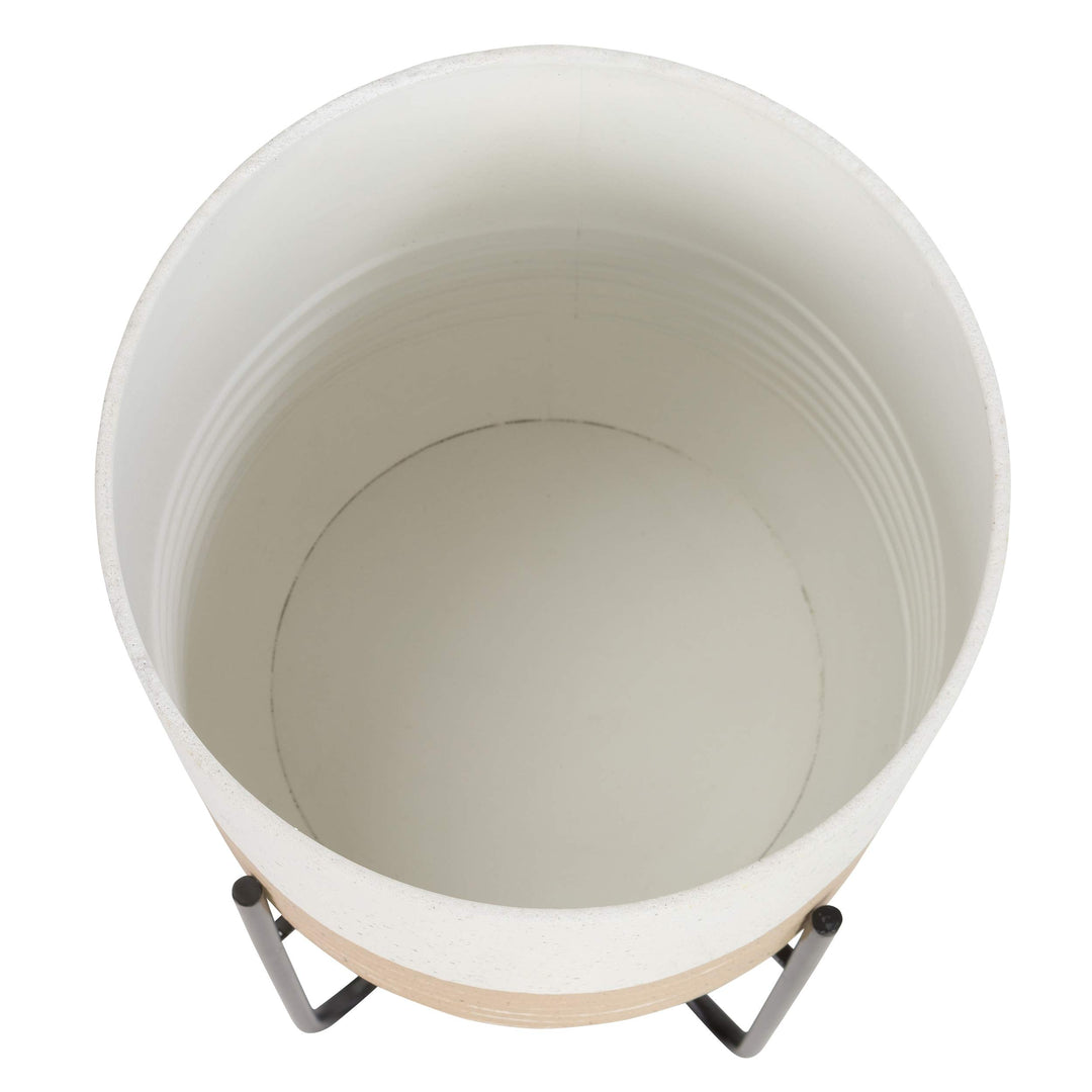 Modern Planters (Set of 3) Gold White Mid-Century Round Metal - Diamond Home USA