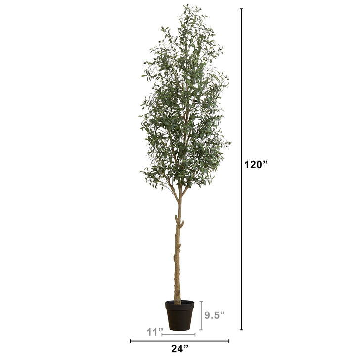 Nearly Natural 10ft. Artificial Olive Tree Green Plastic Iron Polyester - Diamond Home USA