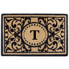 Letter T Doormat Natural Beige Black Monogrammed Capital T Front Door Mat T - Black