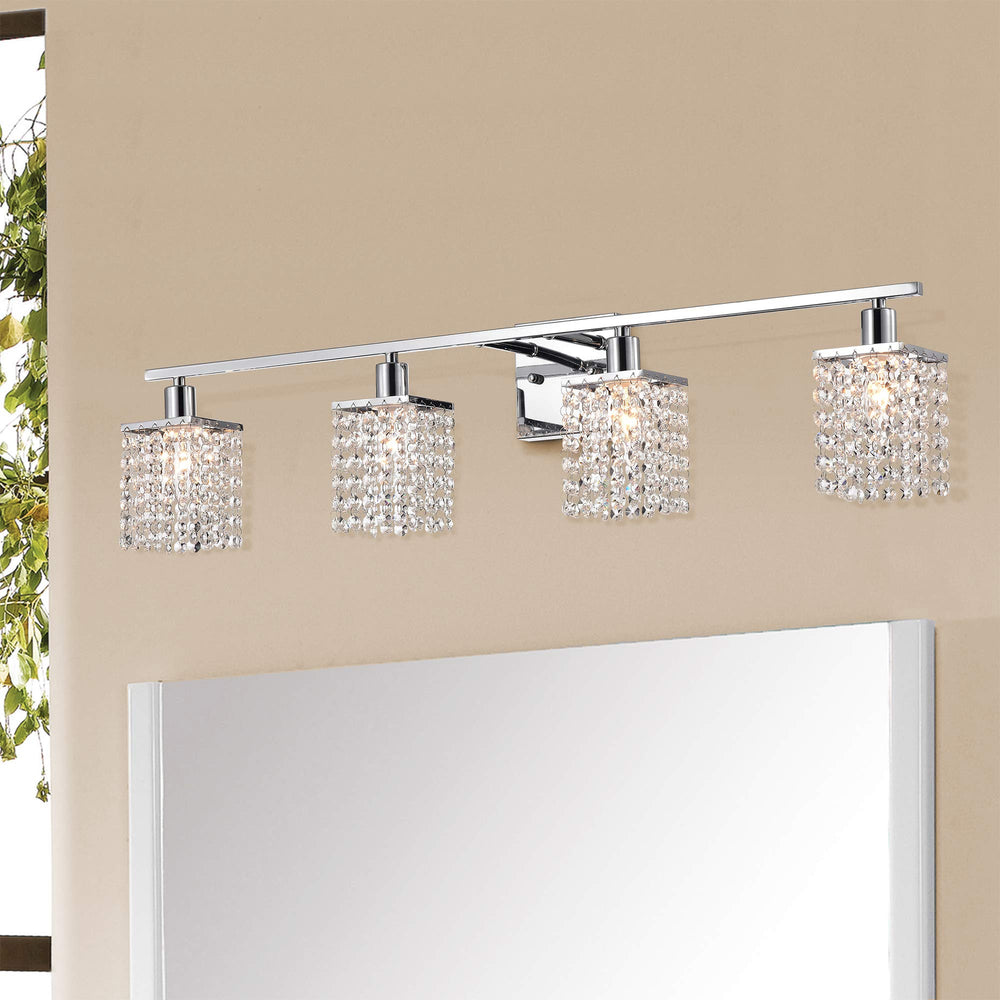 Warehouse of Tiffany WM141/4 Frindin Chrome 4 Vanity Lighting with Crystal - Diamond Home USA
