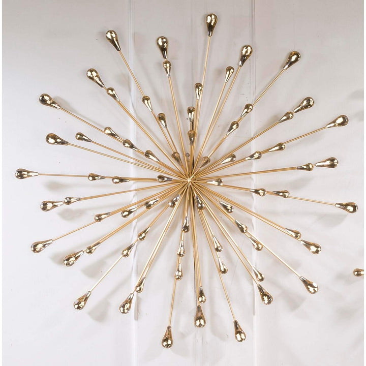 28" Dia Gold Starburst Metal/clear Beads Wall Art Clear Modern Contemporary