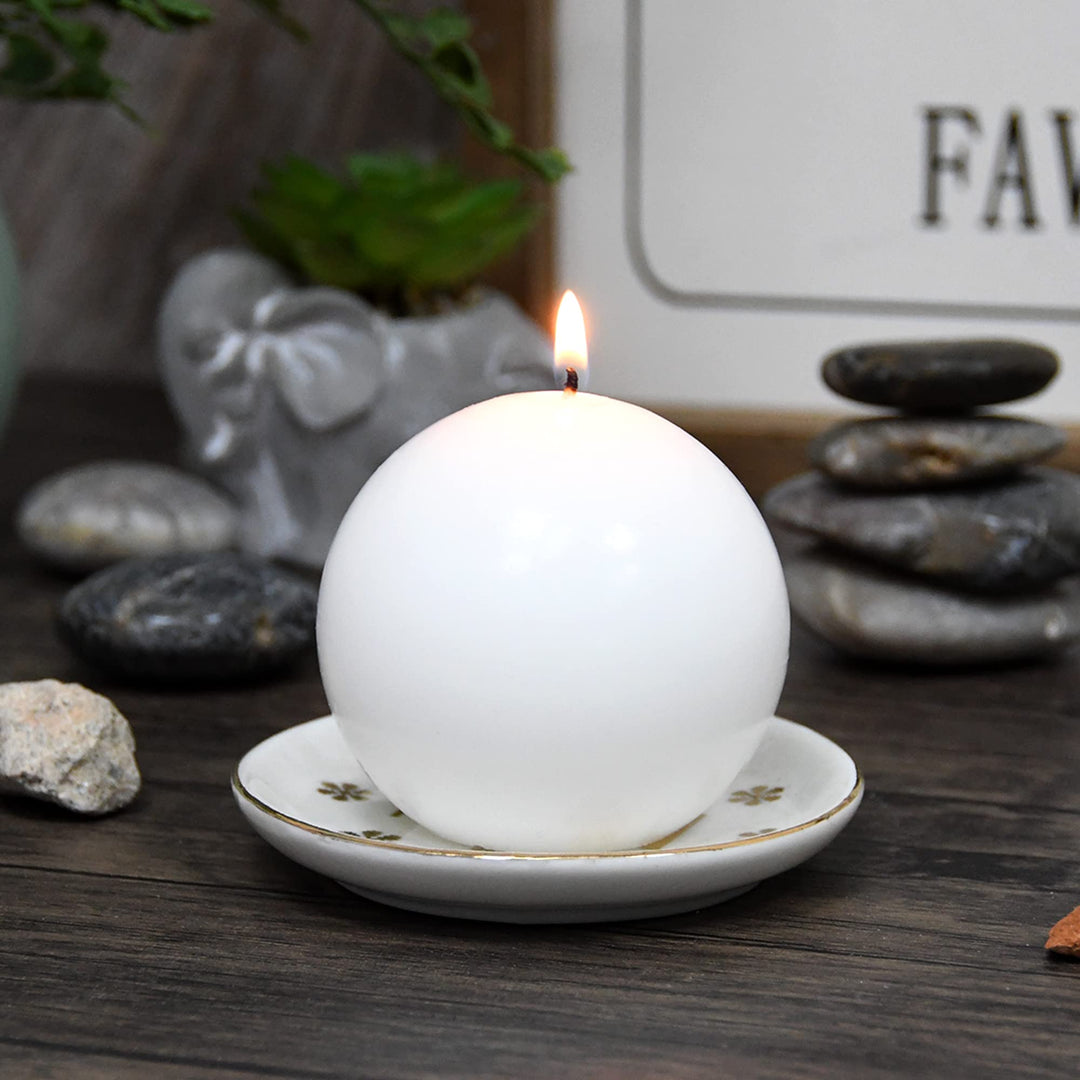 Zest Candle CBZ-014 6-Piece Ball Candles 3-Inch Whit White 6 Count