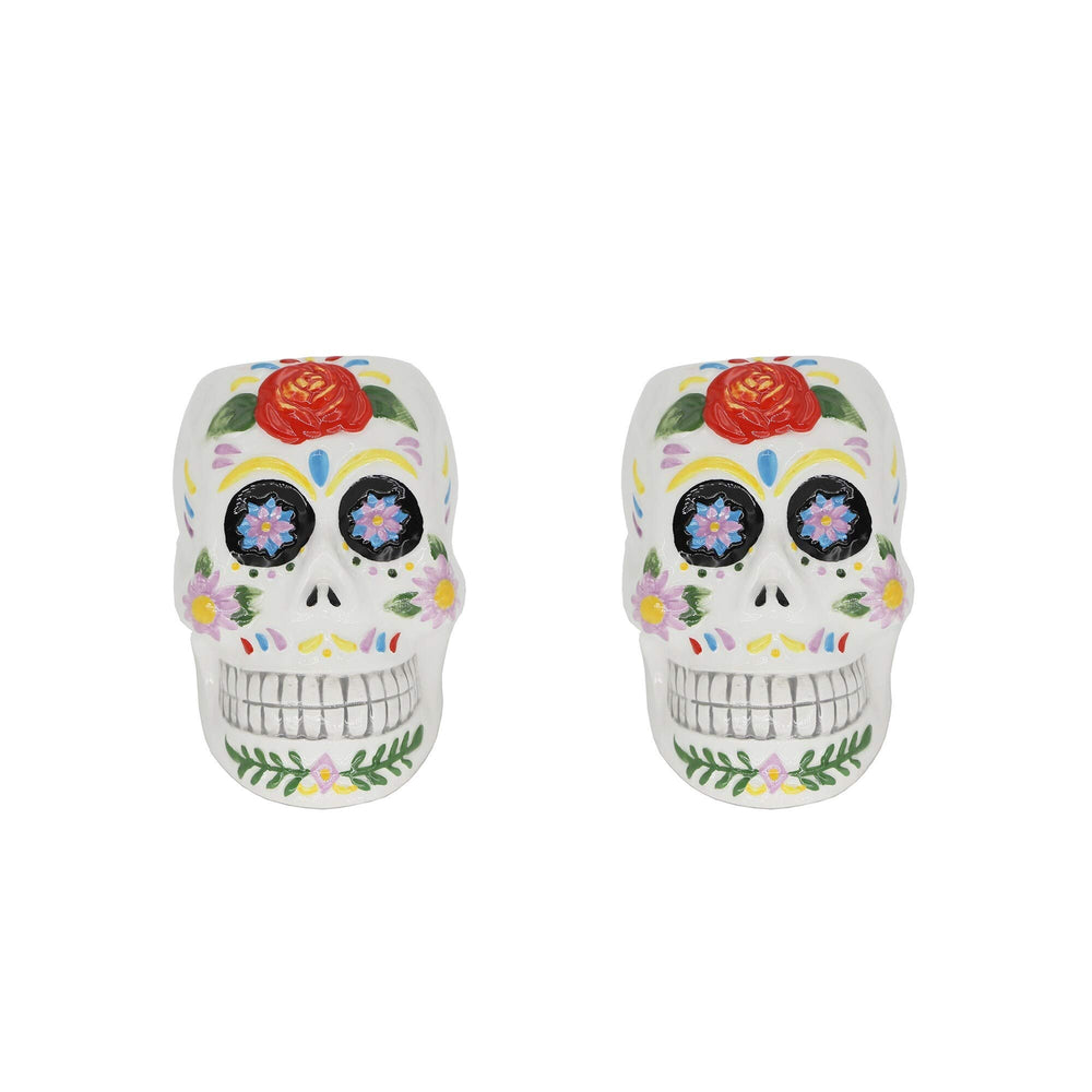 Day of The Dead Colorful Planter Set 2 Multi Color Ceramic Natural Finish - Diamond Home USA