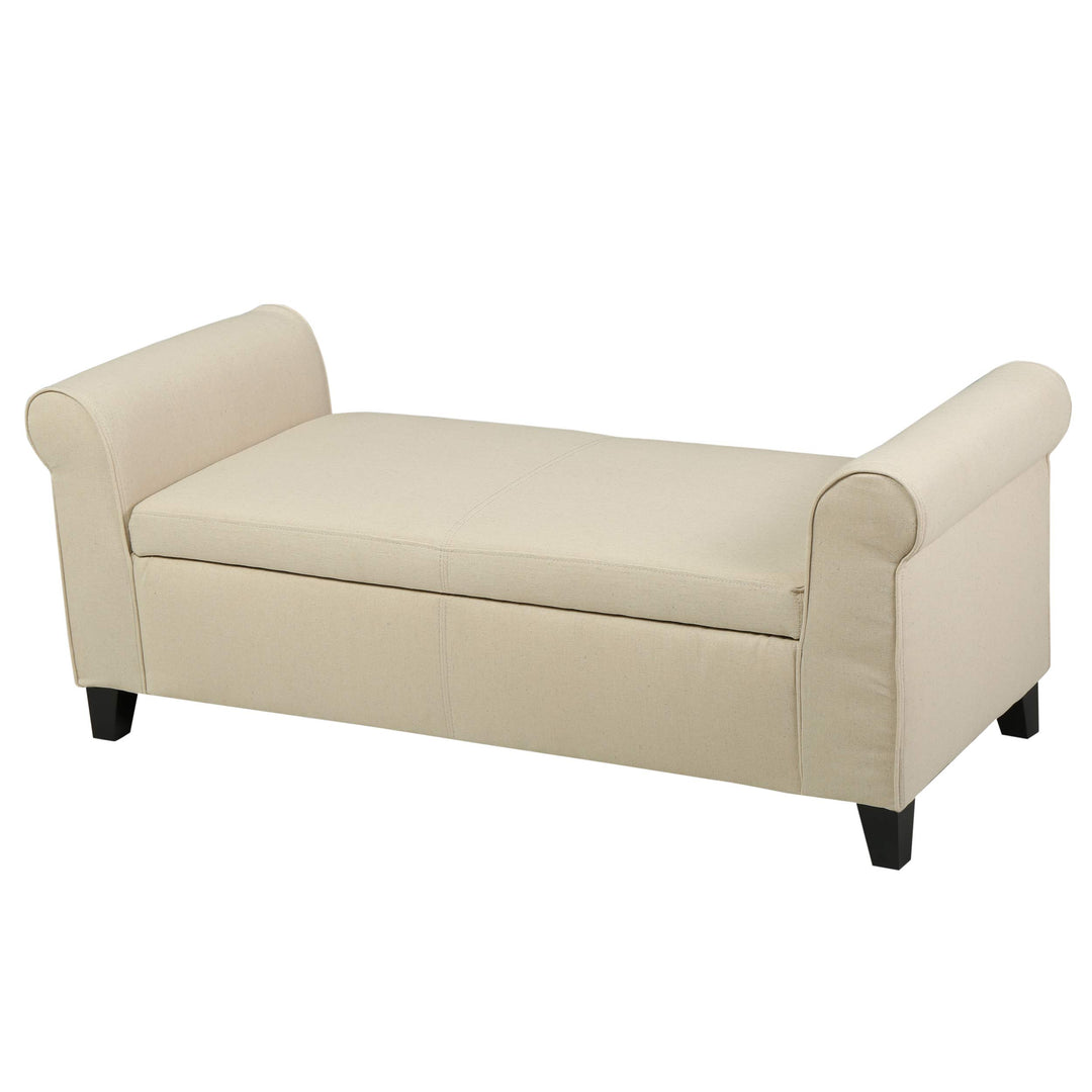 Christopher Knight Home Danbury Armed Fabric Storage Bench Beige Beige+Dark Brown