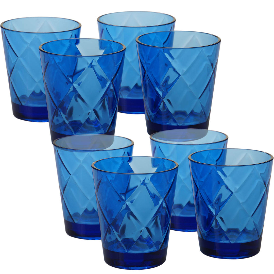 Certified International Cobalt Blue Diamond Acrylic 15 oz. Double Old Fashion On