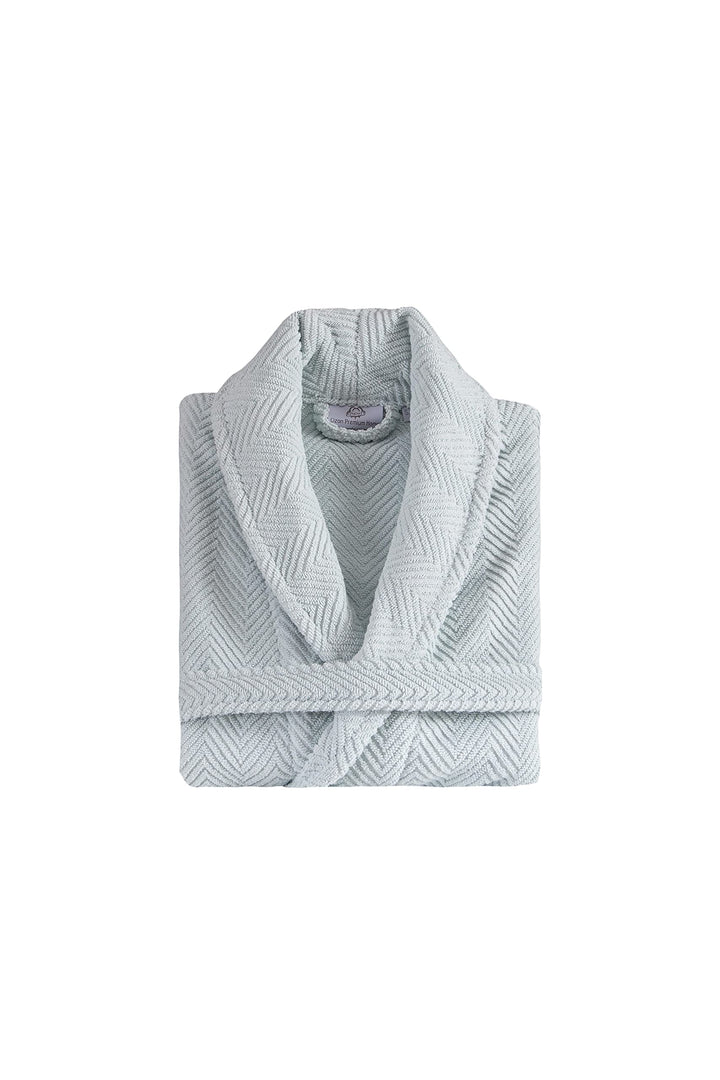 Ozan Premium Home 100% Turkish Cotton Herringbone Bathrobes Shawl Collar with SM - Light Aqua - Diamond Home USA