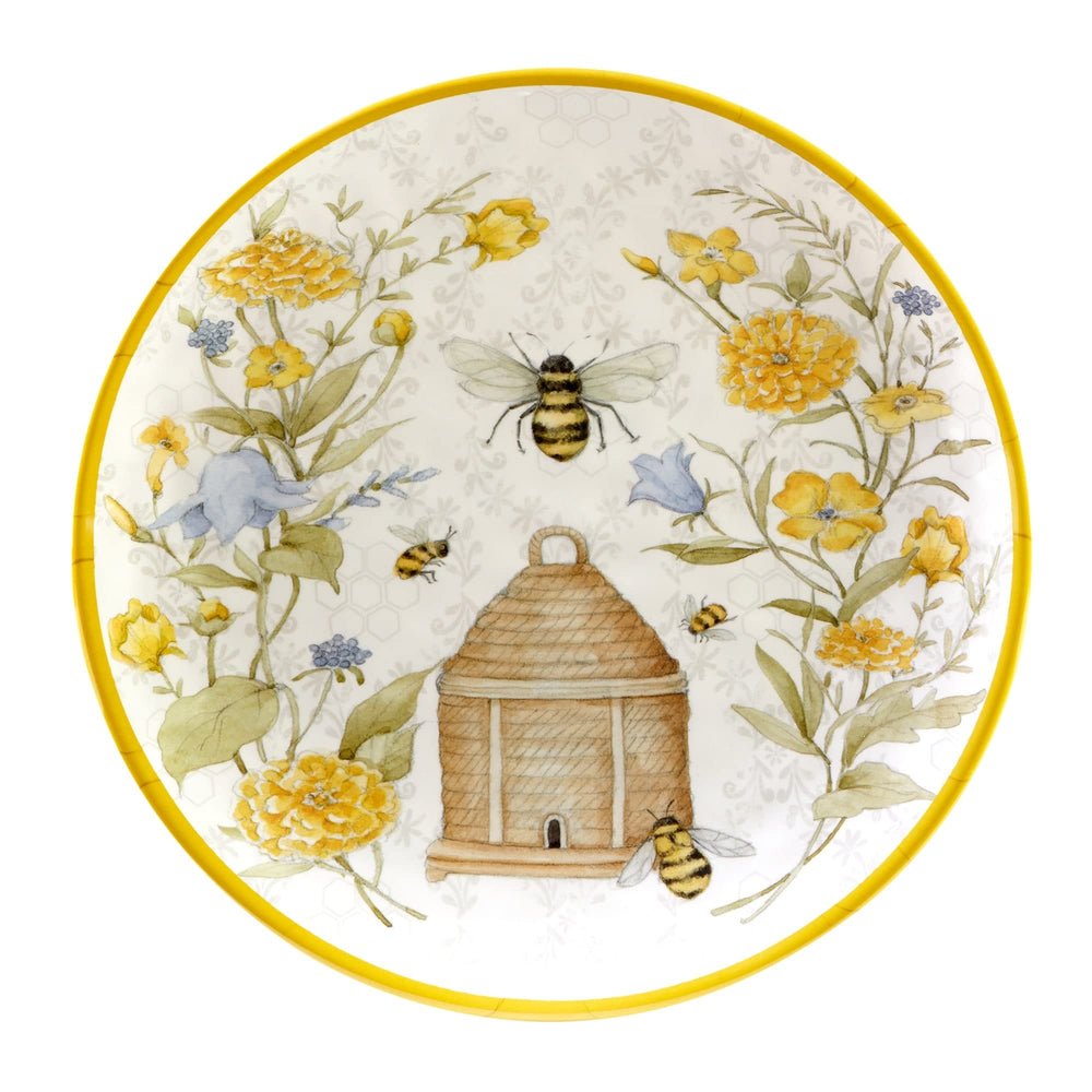 Bee Sweet 2-piece Platter Set Multi Color White Yellow Floral Casual Tropical - Diamond Home USA