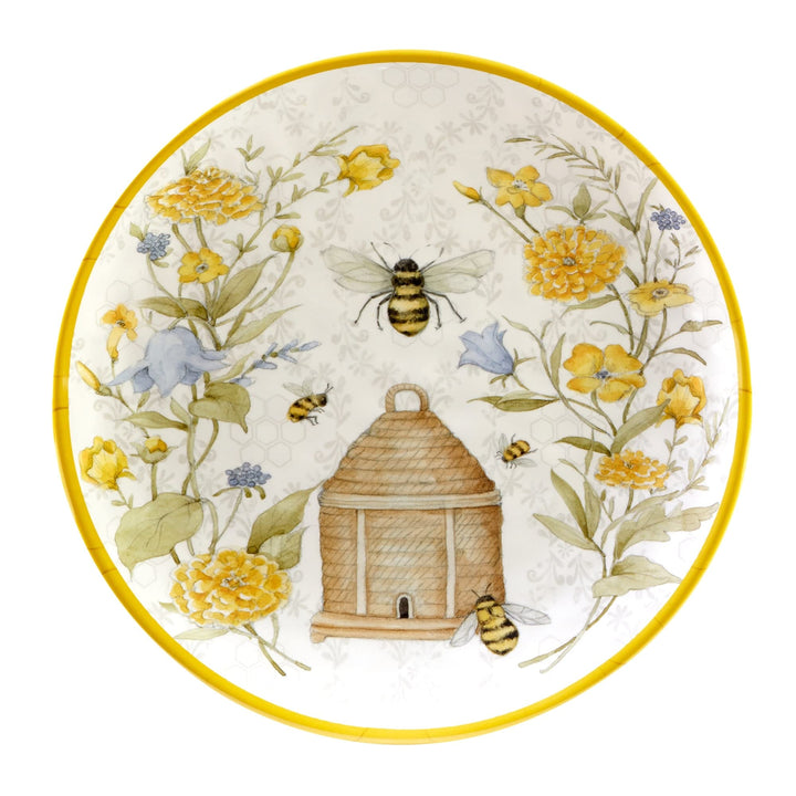 Bee Sweet 2-piece Platter Set Multi Color White Yellow Floral Casual Tropical - Diamond Home USA