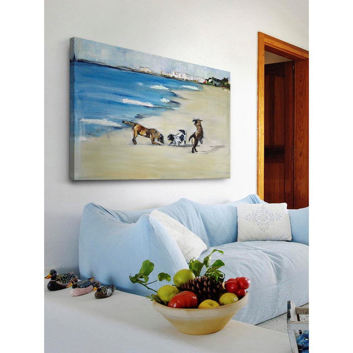 Marmont Hill 6x24 Dogs' Play by Tori Campisi Painting Print on Wrapped Canvas - Diamond Home USA