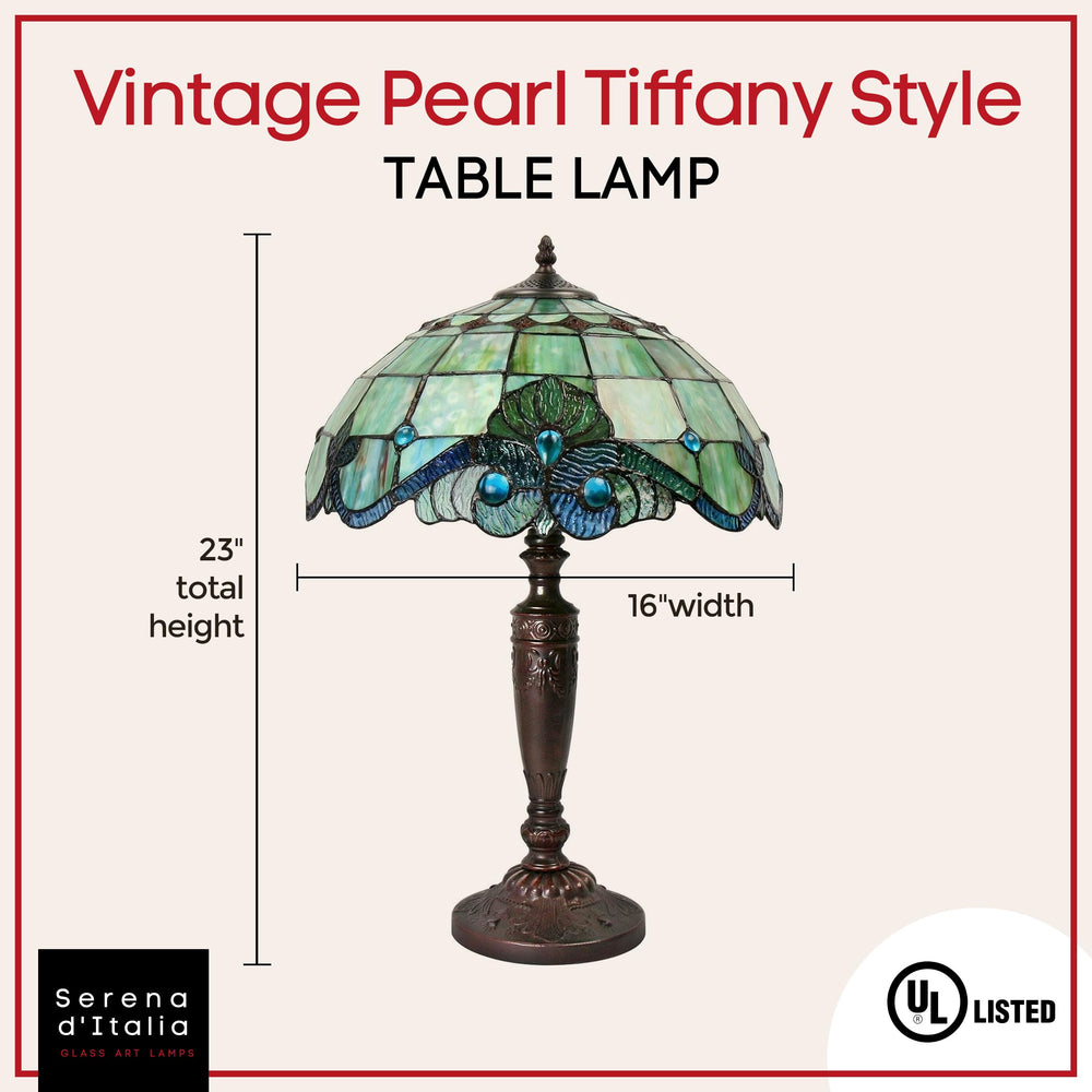 Serena D'italia Tiffany Table Lamp - Vintage Pearl Antique Desk Nightstand - - Diamond Home USA