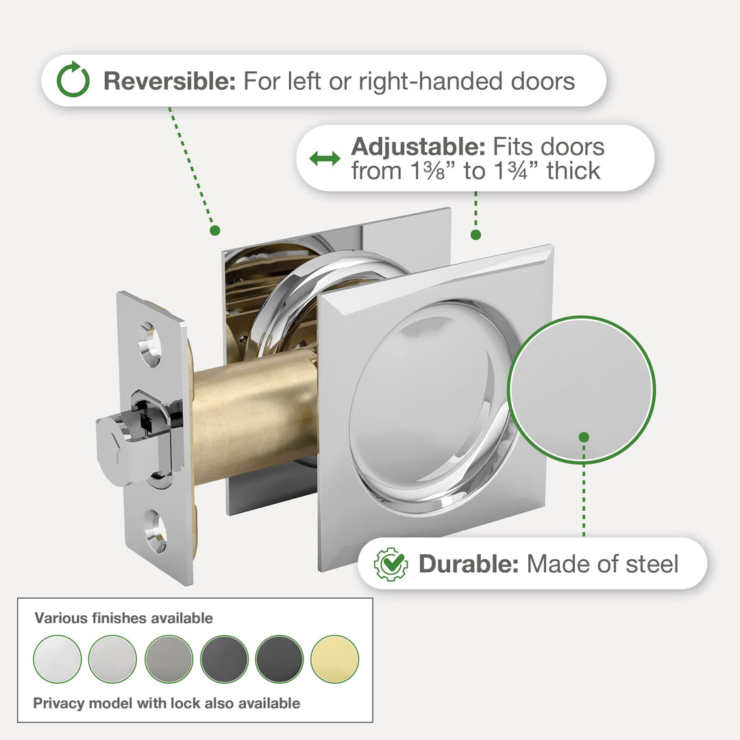 Richelieu Hardware 17SBB42 Onward Square Pocket Door Privacy Pull Bright Brass - Diamond Home USA