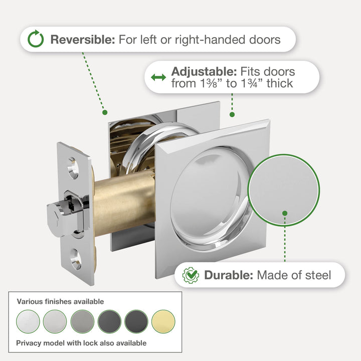 Richelieu Hardware 17SBB42 Onward Square Pocket Door Privacy Pull Bright Brass - Diamond Home USA