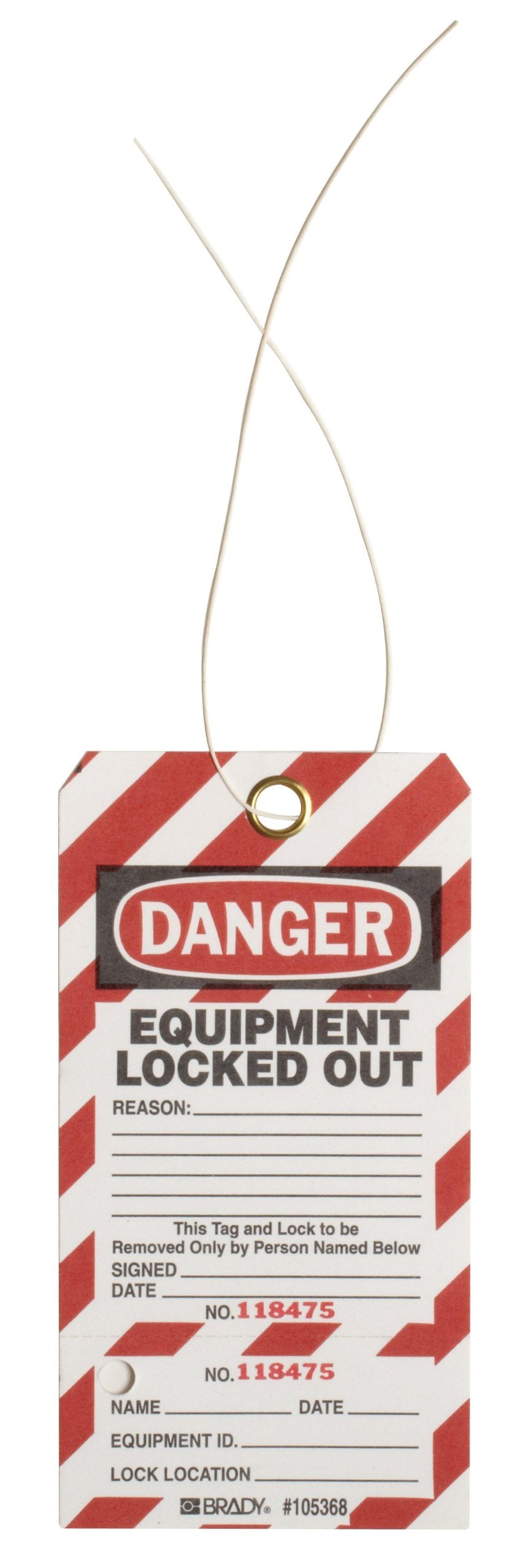 Brady Two-Part Perforated "Danger - Equipment Locked Out" Tag Cardstock 5-3/4"