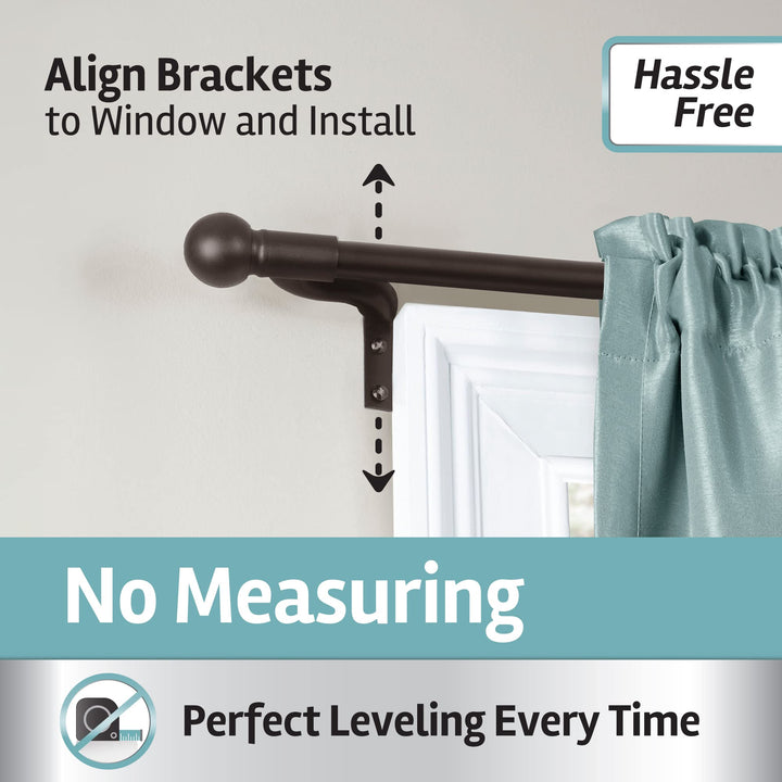 Maytex Easy Install Café Window Curtain Rod No Measuring Needed
