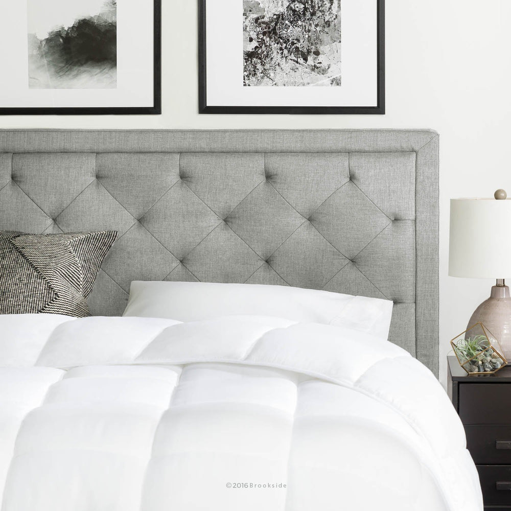 BROOKSIDE Upholstered Headboard with Diamond Tufting - Queen - Stone Stone - Queen