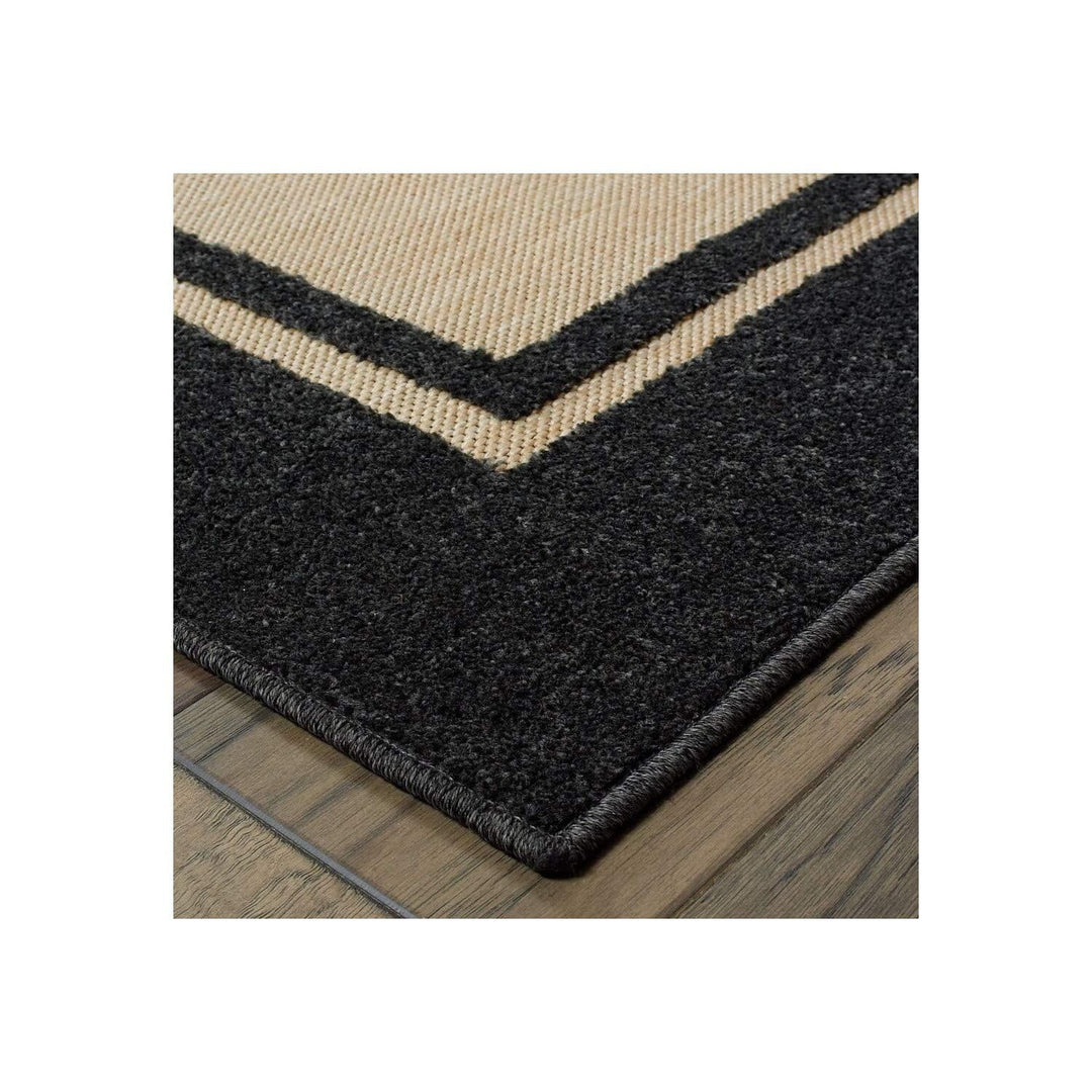 HomeRoots 5' x 8' Beige and Black Indoor Outdoor Area Rug - Diamond Home USA