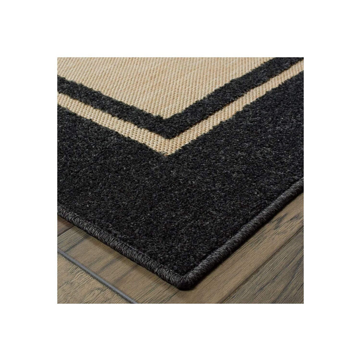 HomeRoots 5' x 8' Beige and Black Indoor Outdoor Area Rug - Diamond Home USA