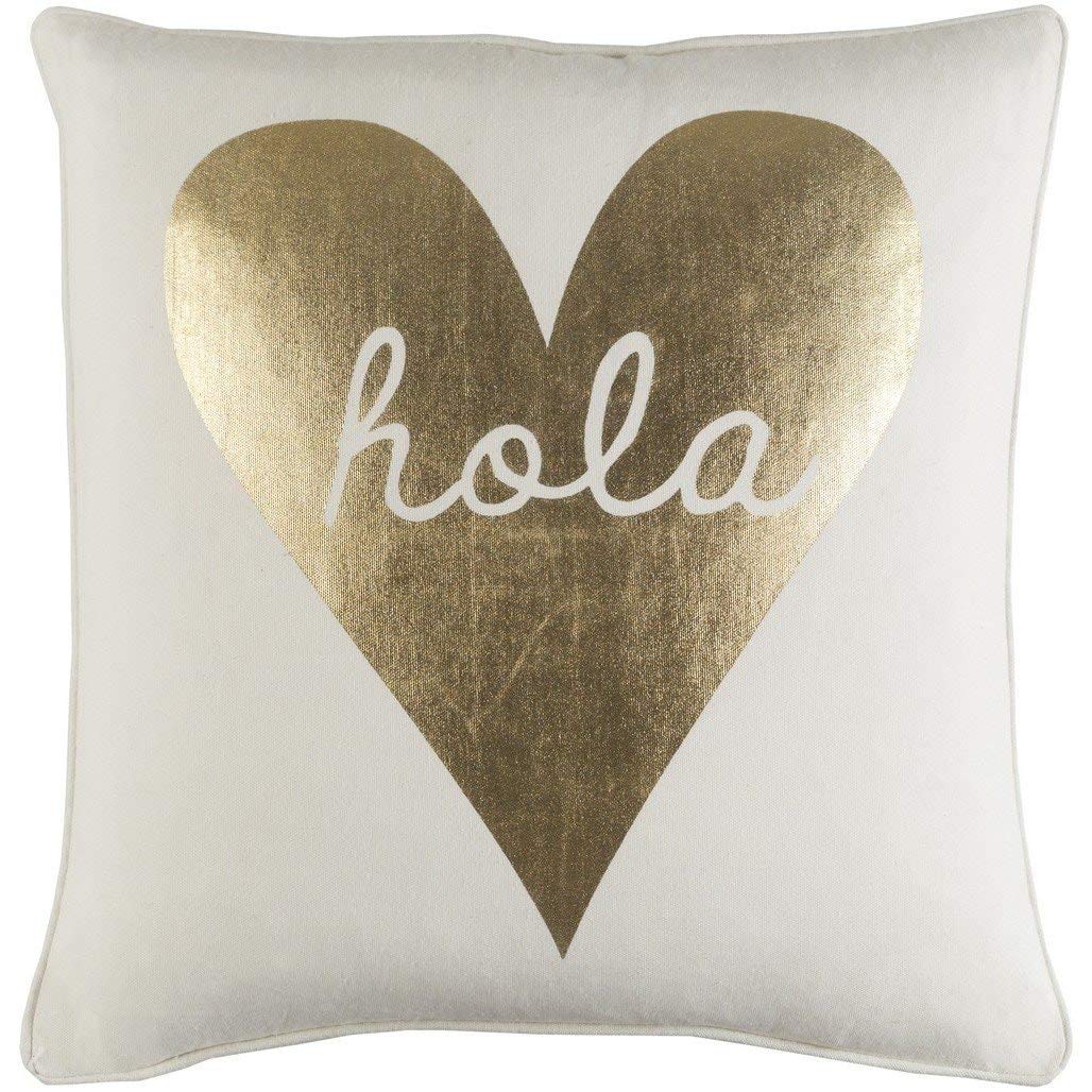 1 Piece 18x18 Metallic Gold art Throw Pillow Cover Medium Size Square White