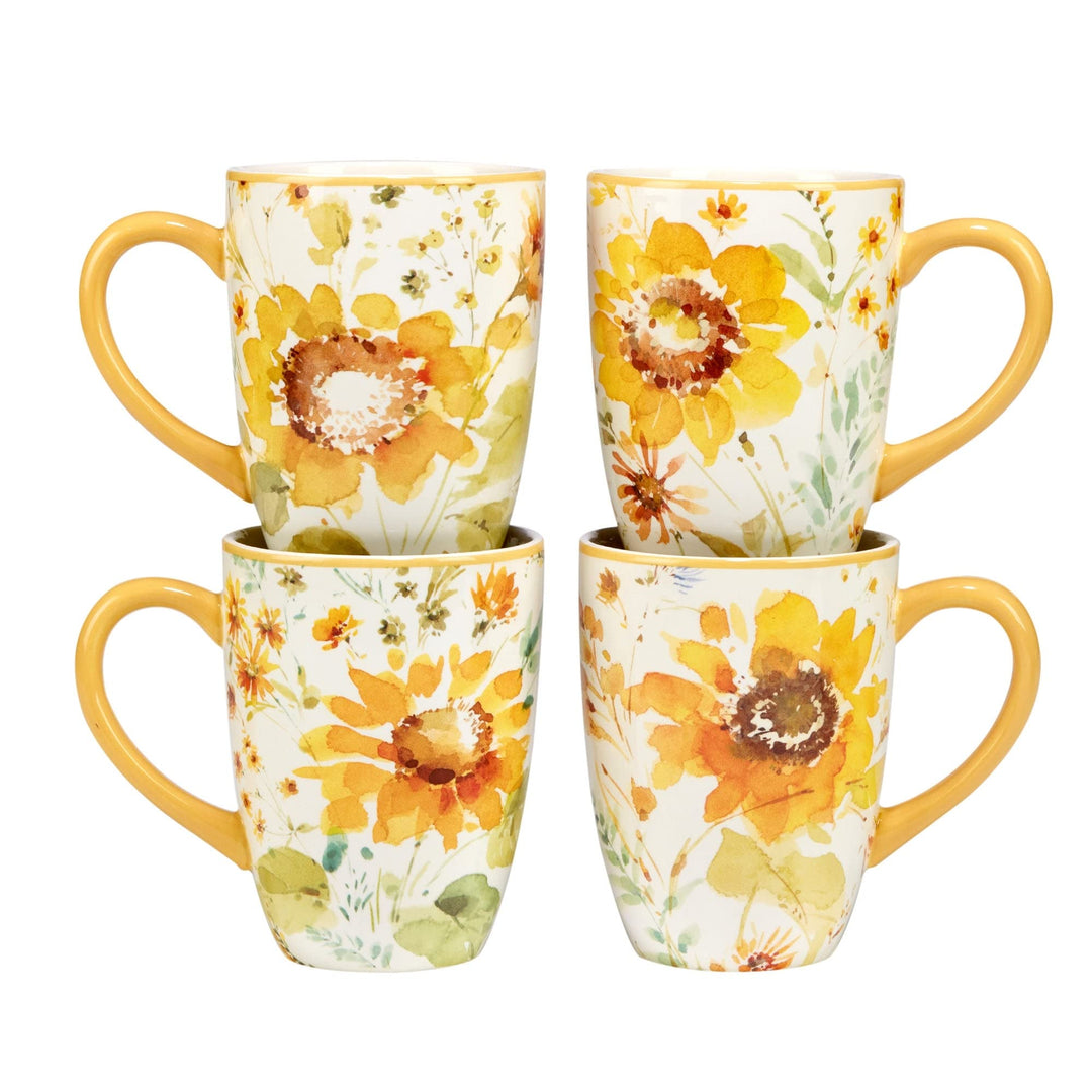 16-piece Dinnerware Set Service For 4 Multi Color White Yellow Floral Casual - Diamond Home USA