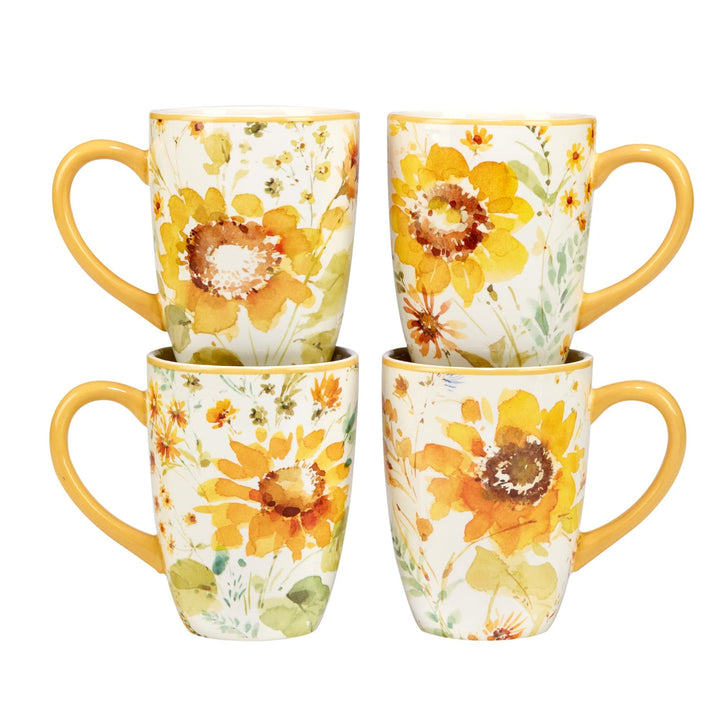 16-piece Dinnerware Set Service For 4 Multi Color White Yellow Floral Casual - Diamond Home USA