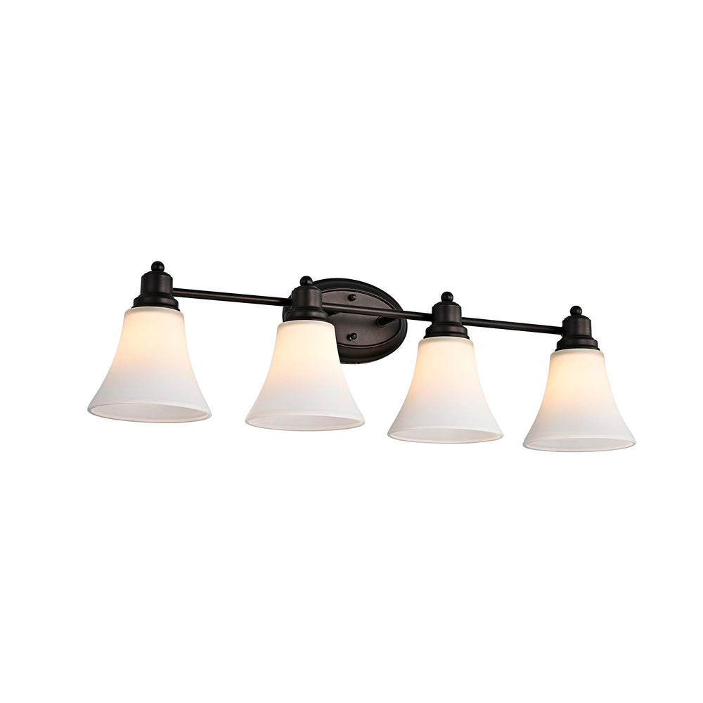 4-Light Oil-Rubbed Bronze Bath/Vanity Fixture Brown Farmhouse Transitional Glass - Diamond Home USA