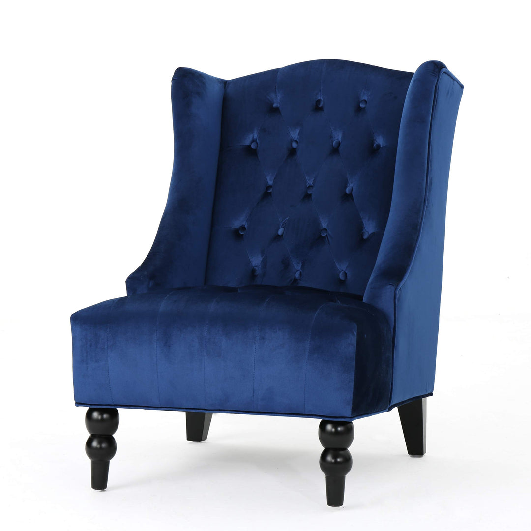 Christopher Knight Home Toddman High-Back Velvet Club Chair Navy Blue